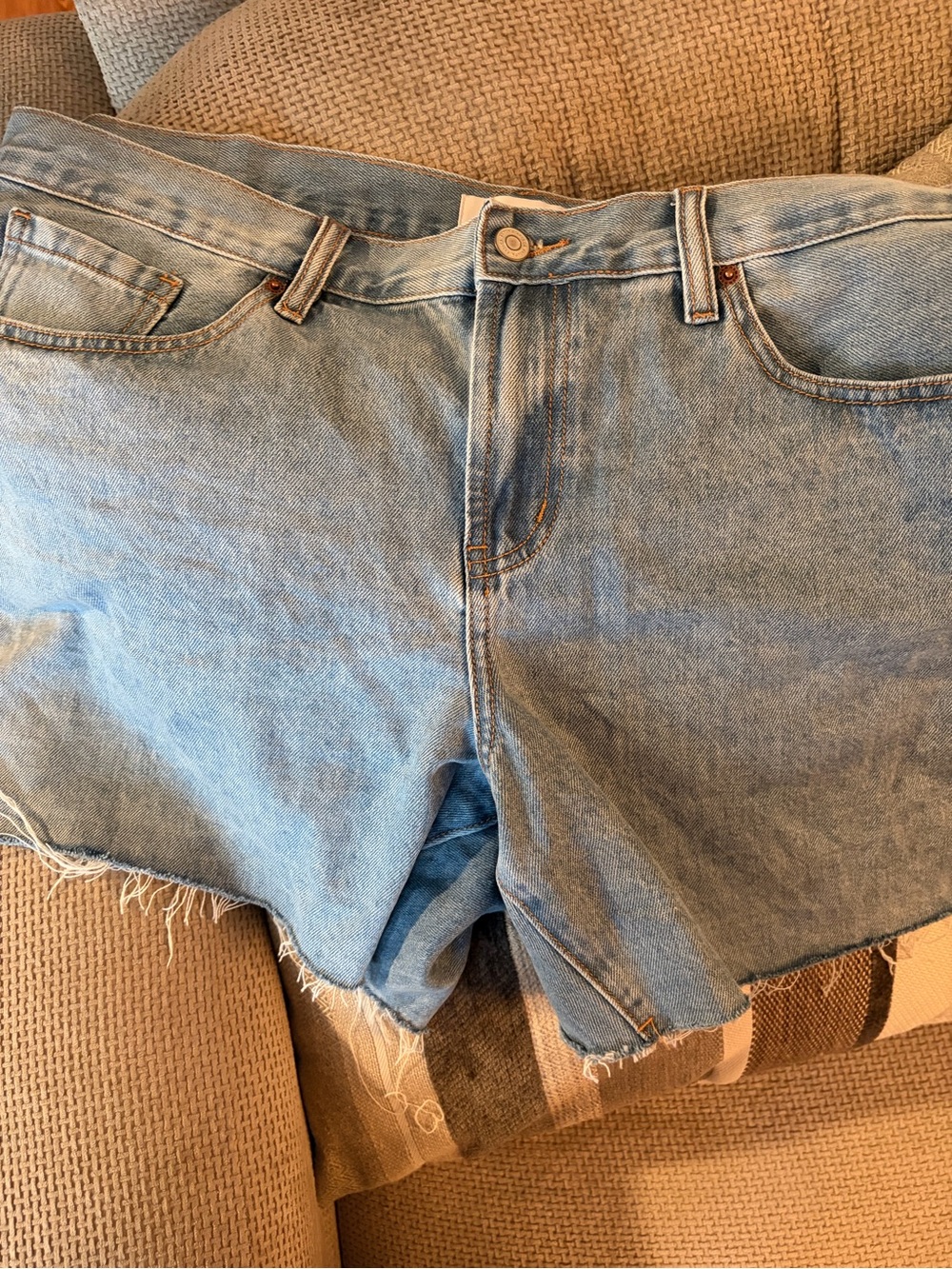 RSQ Light Blue High-Rise Denim Cutoff Shorts with Frayed Hem